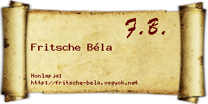 Fritsche Béla névjegykártya